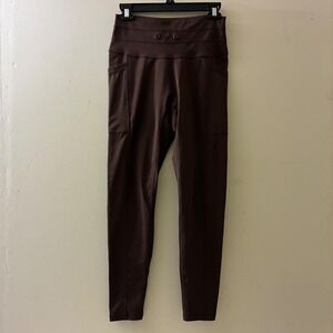 POPFLEX Limitless Leggings Womens SIze Large Brown High Waisted Side Pockets